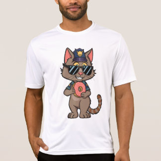 Streetwise Police Cat – 90s Cartoon Donut Cop T-shirt