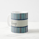 Streifenmuster blau grau koffiemok (Voorkant links)