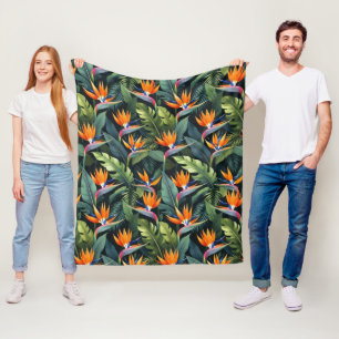 Strelitzia Bloempatroon Fleece Deken