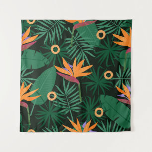 Strelitzia Flowers: Tropische achtergrond Wandkleed