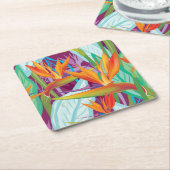 Strelitzia Pattern Vierkante Kartonnen Onderzetter (Schuin)