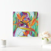 Strelitzia Pattern Vierkante Klok (Huis)