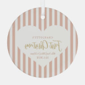 Strepen Baby's Eerste Kerstmis Geboorte Stats Hart Glas Ornament (Achterkant)