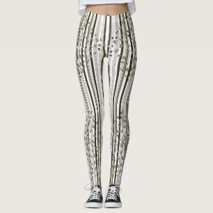 Strepen - BW met klokken en theepotten Leggings