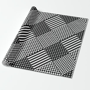 Strepen Controleer Harlequin Polka Dots Gemengd on Cadeaupapier