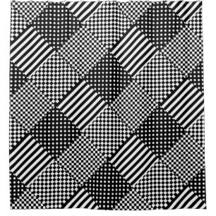 Strepen Controleer Harlequin Polka Dots Gemengd on Douchegordijn