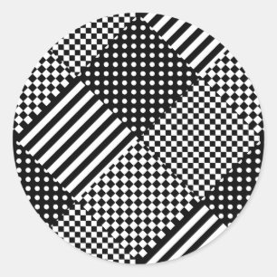Strepen Controleer Harlequin Polka Dots Gemengd on Ronde Sticker