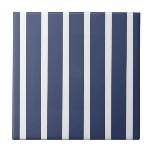Strepen Dun Dik Navy Wit Tegeltje (Voorkant)