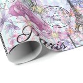 strepen Eiffeltoren collage florale Cadeaupapier (Rol Hoek)