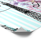  strepen Eiffeltoren collage florale Poster (Hoek)