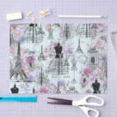  strepen Eiffeltoren collage florale Tissuepapier (Craft)