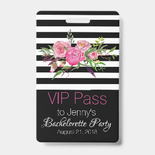 Strepen en Bloemen Chic Bachelorette Party Badge