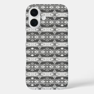 Strepen en geometrische vormen grijs wit iPhone 16 hoesje