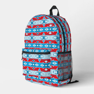 Strepen en geometrische vormen van rood blauw wit bedrukte rugzak