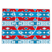 Strepen en geometrische vormen van rood blauw wit groot cadeauzakje (Achterkant)