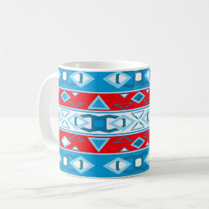 Strepen en geometrische vormen van rood blauw wit koffiemok