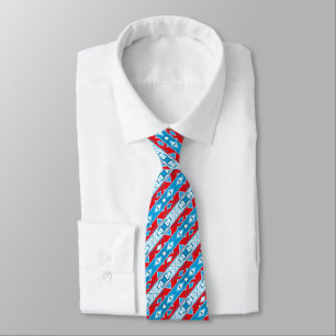 Strepen en geometrische vormen van rood blauw wit stropdas
