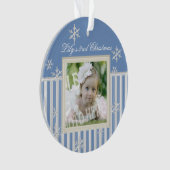 Strepen en sneeuwvlokken Winterfoto Ornament (voorkant)