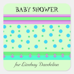 Strepen en Stippen Baby Shower Vierkante Sticker