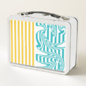 Strepen en wervelingen in Turquoise en Geel (Achterkant)