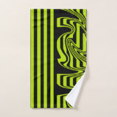 Strepen en wervelingen - Lime Green en Black Bad Handdoek (Handdoek)