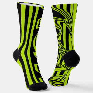 Strepen en wervelingen - Lime Green en Black Sokken