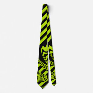 Strepen en wervelingen - Lime Green en Black Stropdas