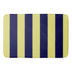 Strepen in marineblauw en geel badmat
