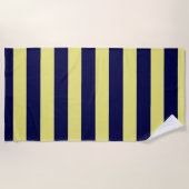 Strepen in marineblauw en geel strandlaken (Voorkant)
