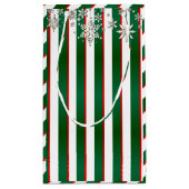 Strepen in wit, groen en kerstrood klein cadeauzakje (Achterkant)