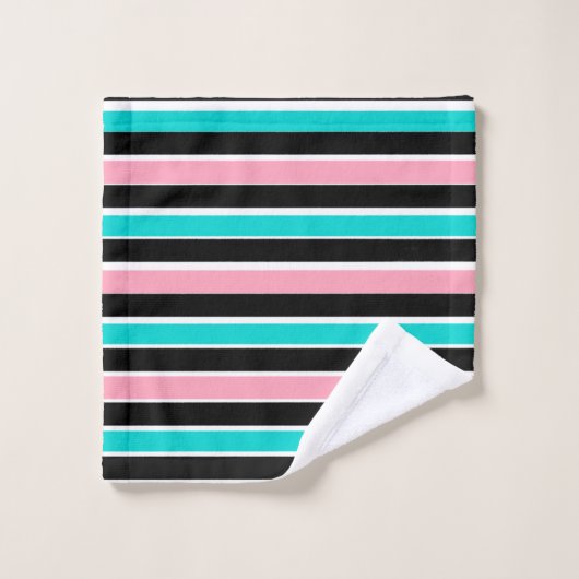 Strepen in Zwart Roze en Blauw Bad Handdoek (Wasdoekje)