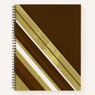 Strepen Kastanje Bruin Gouden Crème op Donkerbruin Notitieboek