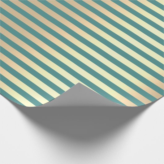 Strepen Lijnen Minimal Champaigne Goud Blauwgroen Cadeaupapier (Hoek)