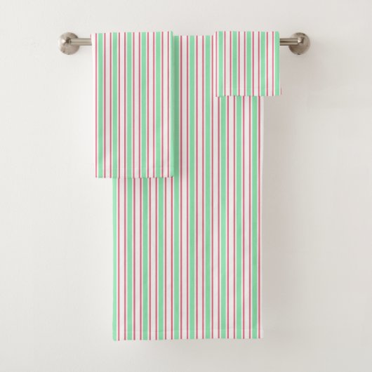 strepen met gemint groen, roze en wit snoep bad handdoek (Insitu)