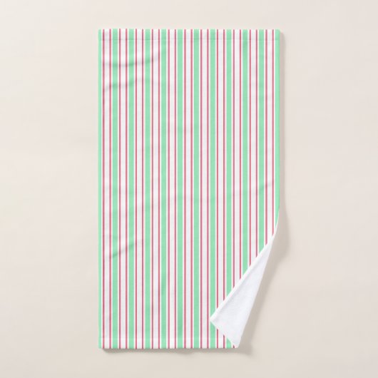 strepen met gemint groen, roze en wit snoep bad handdoek (Handdoek)