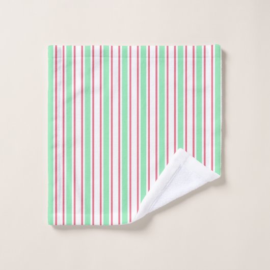 strepen met gemint groen, roze en wit snoep bad handdoek (Wasdoekje)