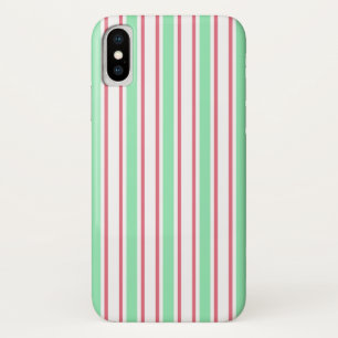 strepen met gemint groen, roze en wit snoep iPhone x hoesje