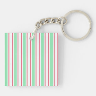 strepen met gemint groen, roze en wit snoep sleutelhanger