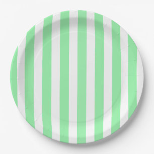 strepen met groene en witte snoep papieren bordje