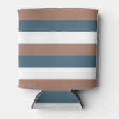 Strepen Mocha Bruin Blauwgroen Wit Blikjeskoeler (Voorkant)