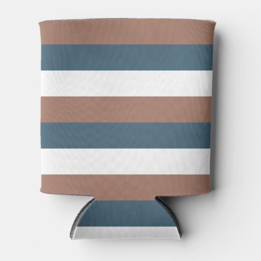 Strepen Mocha Bruin Blauwgroen Wit Blikjeskoeler (Voorkant)