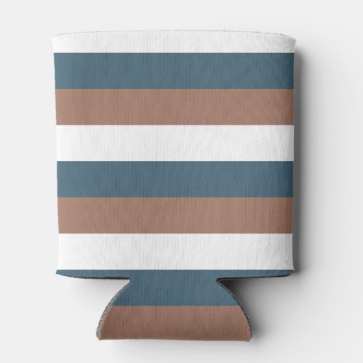 Strepen Mocha Bruin Blauwgroen Wit Blikjeskoeler (Achterkant)