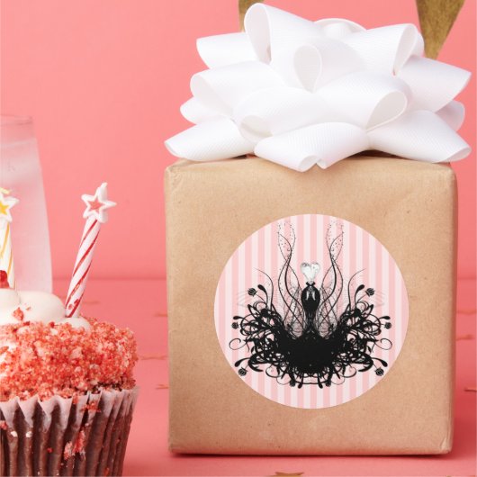 Strepen Mode Diva gedraaid Ronde Sticker (Feest)