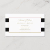 Strepen Modern Zwart Wit Goud Script Boutique Visitekaartje (Achterkant)