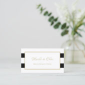 Strepen Modern Zwart Wit Goud Script Boutique Visitekaartje (Staand voorkant)