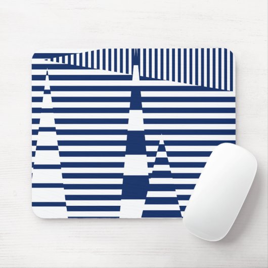 Strepen op Strepen in Blauw en Wit Muismat (Met muis)