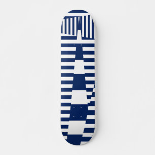 Strepen op Strepen in Blauw en Wit Skateboard