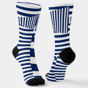 Strepen op Strepen in Blauw en Wit Sokken