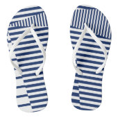 Strepen op Strepen in Blauw en Wit Teenslippers (Voetbed)