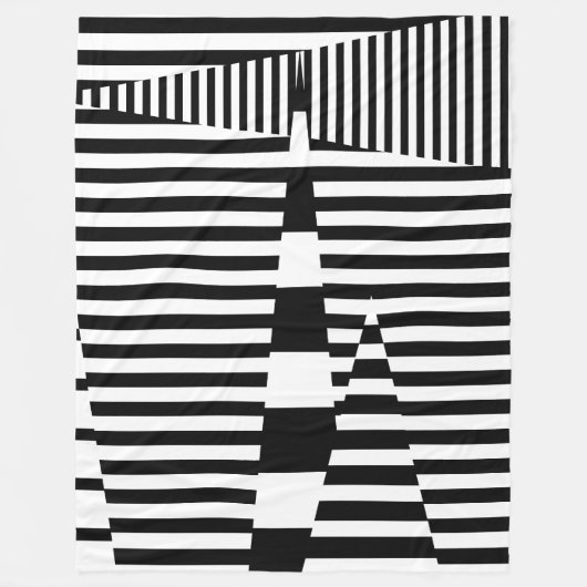 Strepen op strepen in zwart-wit fleece deken (Voorkant)